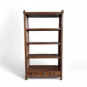 Elegant Contemporary 3-Drawer <b>Solid</b> <b>Wood</b> Bookshelf Antique Design for Home Office Living Room Kitchen Bedroom School Furniture - Product Image 2