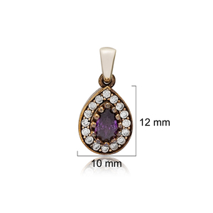 Pendentif en pierre d'améthyste CZ en forme de poire, breloque turque authentique, vente en gros, bijoux en argent Sterling 925 - Product Image 2