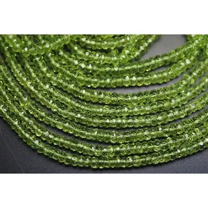 2 Hilos de Peridoto Verde Natural de Calidad AAA, Facetado en Forma de Rondelle, 8mm de Altura, Cuentas Sueltas, Cuentas de Olivino - Product Image 1