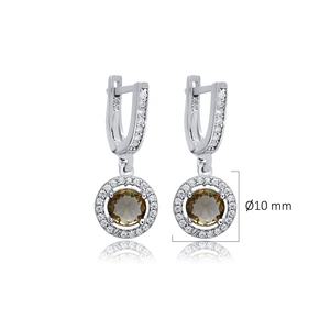 ต่างหูห้อยรูปทรงเรขาคณิตซัลทาไนท์ดีไซน์ทรงกลมอัญมณีทำด้วยมือเครื่องประดับเงิน925 - Product Image 2