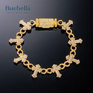 Hot Selling 18mm 18k Gold Plated Sterling <b>Silver</b> VVS Moissanite Iced Out Cross Infinity <b>Bracelet</b> for Men Hip Hop Style Jewelry - Product Image 3