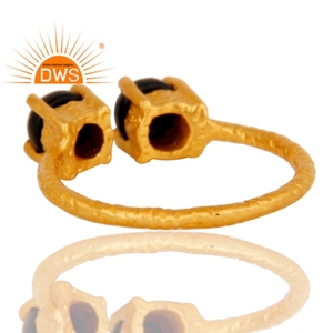 Último diseño hecho a mano 18K chapado en oro Natural negro ónix piedra preciosa anillo ajustable Demi joyería fina fabricante - Product Image 3