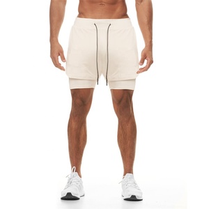 Short de gymnastique en Polyester uni à séchage rapide 2 en 1, Short d'entraînement avec poches - Product Image 1