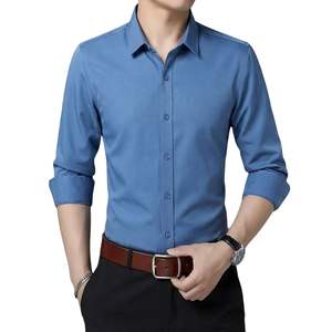 Chemise habillée pour homme en beige jaune moutarde, tenue de travail formelle, coupe ajustée, manches longues, chemise de bureau kaki, vêtements professionnels pour hommes - Product Image 6