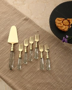 Luxury Diamond Shape Handle Serving Set Gold Finished Head Elegant Metal <b>Flatware</b> for Wedding Parties Dining and Home Decor Use - Product Image 1
