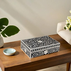 Caja de anillo reciclable de papel al por mayor cajas de joyería decorativas con incrustaciones de hueso y nácar de lujo hechas a mano para embalaje - Product Image 1