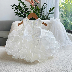 Elegant Princess Flower Girl Dress for Weddings with <b>Long</b> Train, Puffy Tulle <b>Skirt</b>, Bow Back Formal Birthday Gown Nhung Nguyen 3 - Product Image 5
