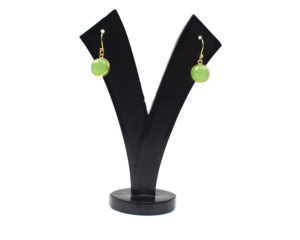 Boucles d'oreilles en pierres précieuses Prehnite plaquées or 18 carats faites à la main forme de rondelle cerceau cadeau de mode pour elle fabriqué à partir de résultats de pierre en laiton - Product Image 2