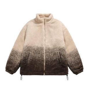 Custom Winter Gradient Colors Mock Neck Oversize <b>Sherpa</b> Fleece Jacket for Men - Product Image 1