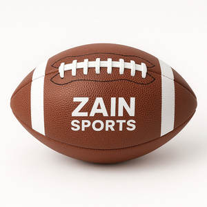 หนัง PU สีเทารักบี้มืออาชีพขนาด3 6 9อเมริกันฟุตบอลออกแบบโลโก้ได้ตามต้องการ - Product Image 1