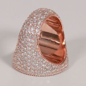 Anillo de diamantes Hip Hop personalizado en oro rosa de 14 quilates con diamante de laboratorio de corte redondo - Product Image 1