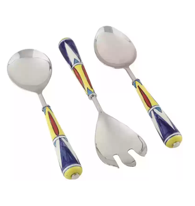 Juego de cubiertos de acero inoxidable único con mango de madera con cuentas, tamaño personalizado, juego de cubiertos de acero con espejo - Product Image 3