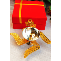 Caja Decorativa de Latón Hecha a Mano con Diseño de Swastika y Ganesha, Portavelas con Cuentas de Cristal, Artículos para Pooja, Regalo de Navidad
