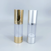 Flacon cosmétique sans air de luxe vide en or, argent et rose avec pompe à lotion en plastique, flacons d'émulsion pour le visage en plastique AS de haute qualité