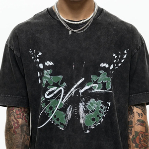 Camiseta de Algodón 100% para Hombre, Lavado Ácido, Personalizada, Ajuste Holgado, Transpirable, Manga Corta, Estampada, 220 Gramos, Serigrafía - Product Image 4