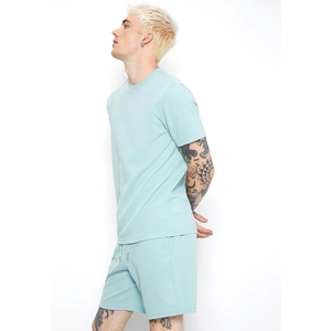 Camiseta informal de verano con logotipo impreso personalizado para hombre, conjunto de pantalones cortos, lavado rentable, 2 piezas, gráfico personalizado de fábrica - Product Image 4