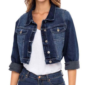 Veste en jean en coton de haute qualité, vêtements pour femmes, décontractée, couleur unie, poches, vestes en jean pour femmes, style automne, haute qualité - Product Image 6