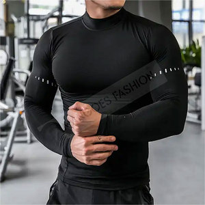 Chemise de compression à séchage rapide unisexe personnalisée en gros Top de fitness à manches longues et à col souple Stretch évacuant l'humidité - Product Image 4