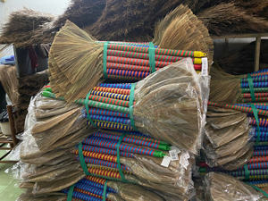 Vietnam Grass Broom Length 39.3 Inch With Plastic <b>Broomstick</b> Length 23.6 Inch - Natural Soft Grass Broom for Sweeping Cleaning - Product Image 2