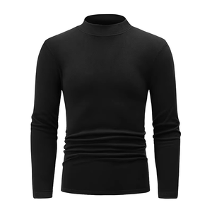 Camiseta de Moda para Hombre, de 1/2 Pieza, para Otoño e Invierno, Color Sólido, Cuello Semi Alto, Manga Larga, Informal, Deportiva, Cortavientos, con Cremallera - Product Image 1