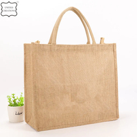 Vente en gros de grands sacs fourre-tout en jute uni écologiques personnalisés pour le shopping