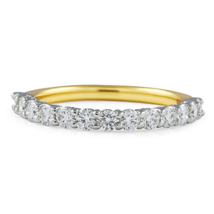 Bague de mariage bicolore en diamant avec design demi-cercle à griffes partagées - Product Image 1