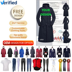 Vêtements d'équitation personnalisés en <span class=keywords><strong>cuir</strong></span> <span class=keywords><strong>thermique</strong></span> d'hiver en nylon imperméable pour femmes, manches longues et leggings, manteau matelassé pour femmes - Product Image 5