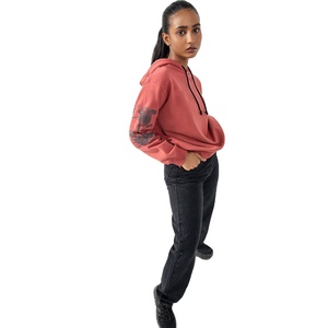 Vêtements d'entraînement sweats à capuche personnalisés coréens en coton respirant sweat à capuche pour femme de grande taille avec logo personnalisé - Product Image 5