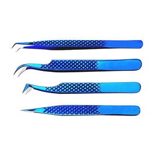 Pince à épiler d'extension de cils bleue en acier inoxydable de haute qualité outil de beauté de cils pointus pour l'amélioration du Volume des cils - Product Image 3