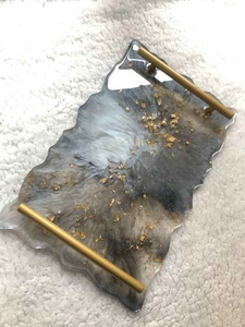 Bandeja de Servicio Clásica de Resina Única y Ecológica con Asas de Metal, Forma Personalizada, Utensilios de Cocina, Hotel, Té, Café, Artesanía en Forma de Media Luna - Product Image 5