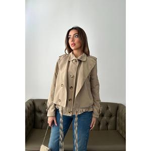 Veste courte utilitaire double couche kaki clair coupe-vent en gros - Product Image 6