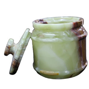 Pot à bonbons fait main Onyx, pot en onyx vert, pot en pierre de marbre - Product Image 2