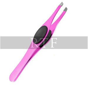 Pinzas profesionales de punta inclinada para cejas, accesorios para pestañas de acero en varios colores - Product Image 3