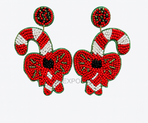 Pendientes de Navidad con cuentas de Papá Noel Joyería festiva hecha a mano Jolly Santa Design Regalos de Navidad ideales - Product Image 6