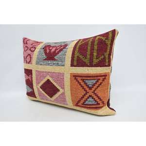 <b>Red</b> Vintage Floral Wool Pillow 20x28 Inches Geometric Design with Portable Features for <b>Bedding</b> - Product Image 4