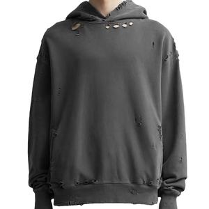 Mode porter nouveau Look hommes en détresse sweats à capuche à manches longues 100% coton polaire pull à capuche lavé à l'acide fabriqué au Pakistan - Product Image 3