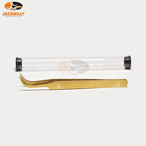 Pince à cils en acier inoxydable de qualité supérieure de couleur or Emballage personnalisé Meilleurs services OEM pour les extensions de cils - Product Image 3