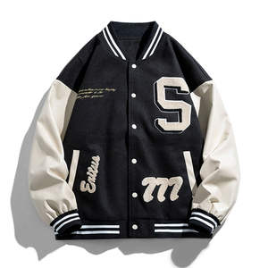New Arrival Fashion Rib Sleeve Letter Embroidery Brand Clothing Bomber <b>Jacket</b> Men Baseball Cotton Loose Casual <b>Jacket</b> - Product Image 2