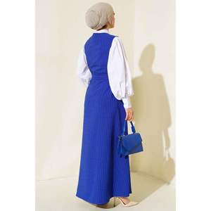 Vestido chaleco a rayas con botones en la parte delantera - Product Image 4