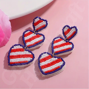 Pendientes de aro con diseño floral de acero inoxidable boho-chic hechos a mano, ropa informal para todos los días, joyería de moda colgante de corazón - Product Image 4