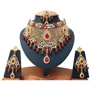 Bridal Necklace and Earring Sets Women Zircon Gold Plated Alloy Vintage Wedding Engagement Gift Trendy Jewelry <b>Chokers</b> Wholesale - Product Image 1