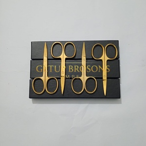 Tijeras Profesionales para Bebés de Acero Inoxidable con Cuchilla Curva de Plasma Dorado, Instrumentos de Belleza con Logotipo Personalizado - Product Image 2