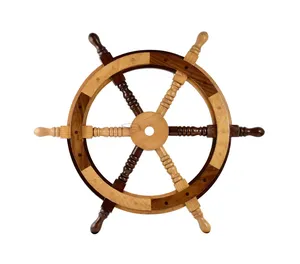 Rueda de barco de madera, duradera, calidad de larga duración, diseño moderno, rueda de barco elegante para el hogar, decoración náutica de Hotel, Uso Bajo Moq - Product Image 6