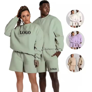 Conjuntos de pantalones cortos de lana demandados por el cliente de la mejor calidad, chándal de 2 piezas con logotipo personalizado OEM de corte perfecto de estilo único con logotipo - Product Image 2