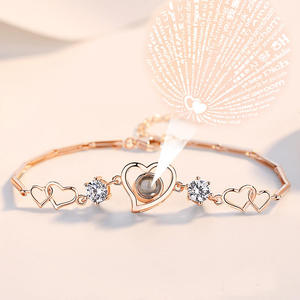 เจลูเลีย 100 ภาษา ฉันรักคุณ สร้อยข้อมือคริสตัลเงินสเตอร์ลิง - Product Image 3
