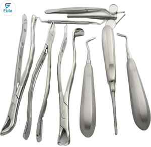ชุดเครื่องมือผ่าตัดช่องปากคุณภาพสูง ได้รับการรับรองมาตรฐาน ISO จาก Fida International ผลิตจากสแตนเลส ประกอบด้วยคีมและโพรบ - Product Image 1