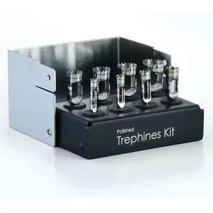 Kit de taladros de trépina Dental con acabado pulido, 8 Uds., potencia Manual, certificado CE ISO, cirugía quirúrgica de implantes, caja negra, soporte de fresa gratis - Product Image 1