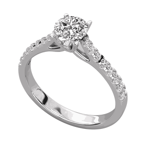 Anillo Solitario con Microincrustaciones de Diamantes Redondos para Ella - Product Image 2