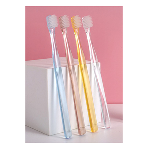 Diamant forme poignée matériel transparent couleur poignée brosse à dents avec caoutchouc souple OEM poignée brosse à dents jetable demi-transpa - Product Image 6