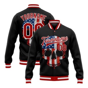 Chaqueta de lana personalizada para hombre ODM OEM con diseño de calavera estilo universitario bombardero de alta calidad - Product Image 3